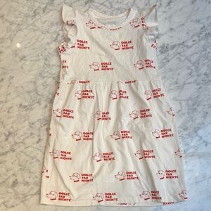 TinyCottons Dolce Far Niente White and Red Kids Dress size 6 years